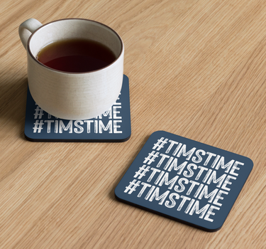 #TimsTime Cork-back coaster Blue Navy